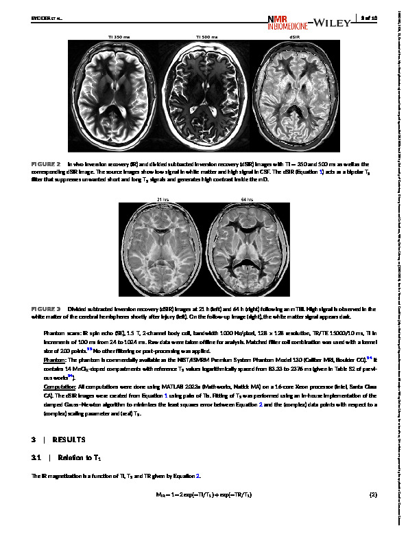 Download Validation of an ultrahigh contrast divided subtracted inversion recovery technique using a standard T1 phantom.